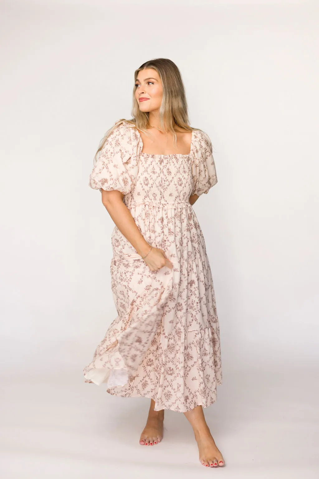 Elena Toile Print Midi Dress