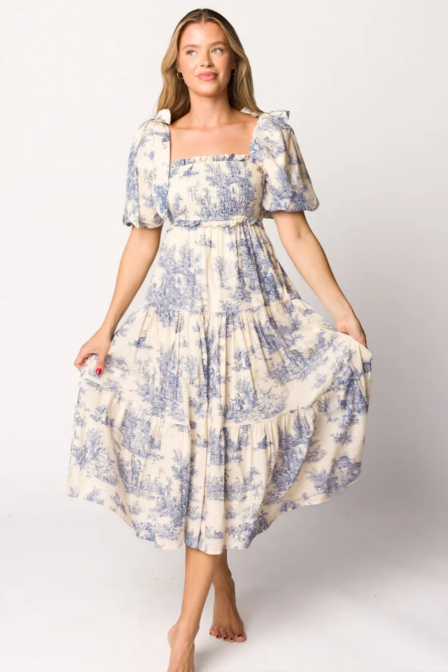 Elena Toile Print Midi Dress
