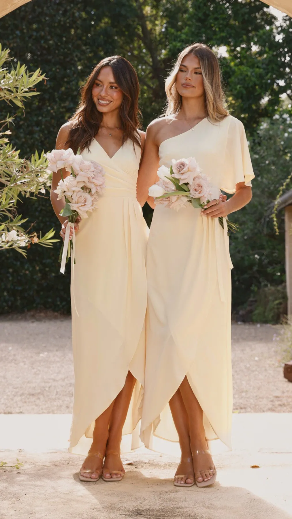 Emma One Sleeve Maxi Dress - Yellow