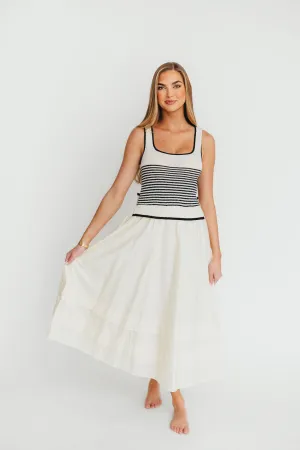 Fallon Combination Midi Dress in Cream