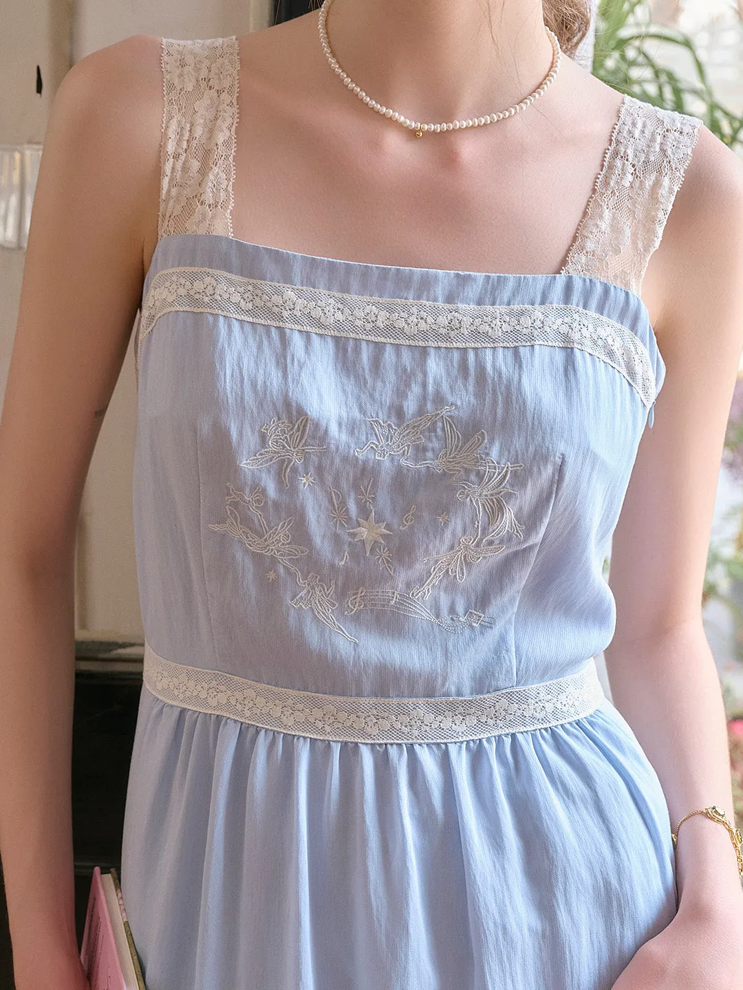 Fleur Square Neck Lace Tank Dress