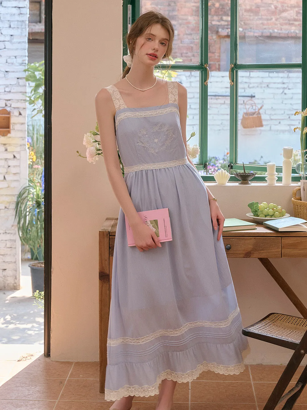 Fleur Square Neck Lace Tank Dress