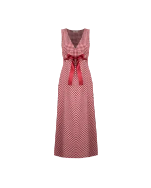 FLORY DRESS PINK BURGUNDY GINGHAM