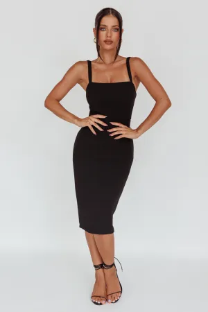 Georgia Square Neckline Midi Dress Black