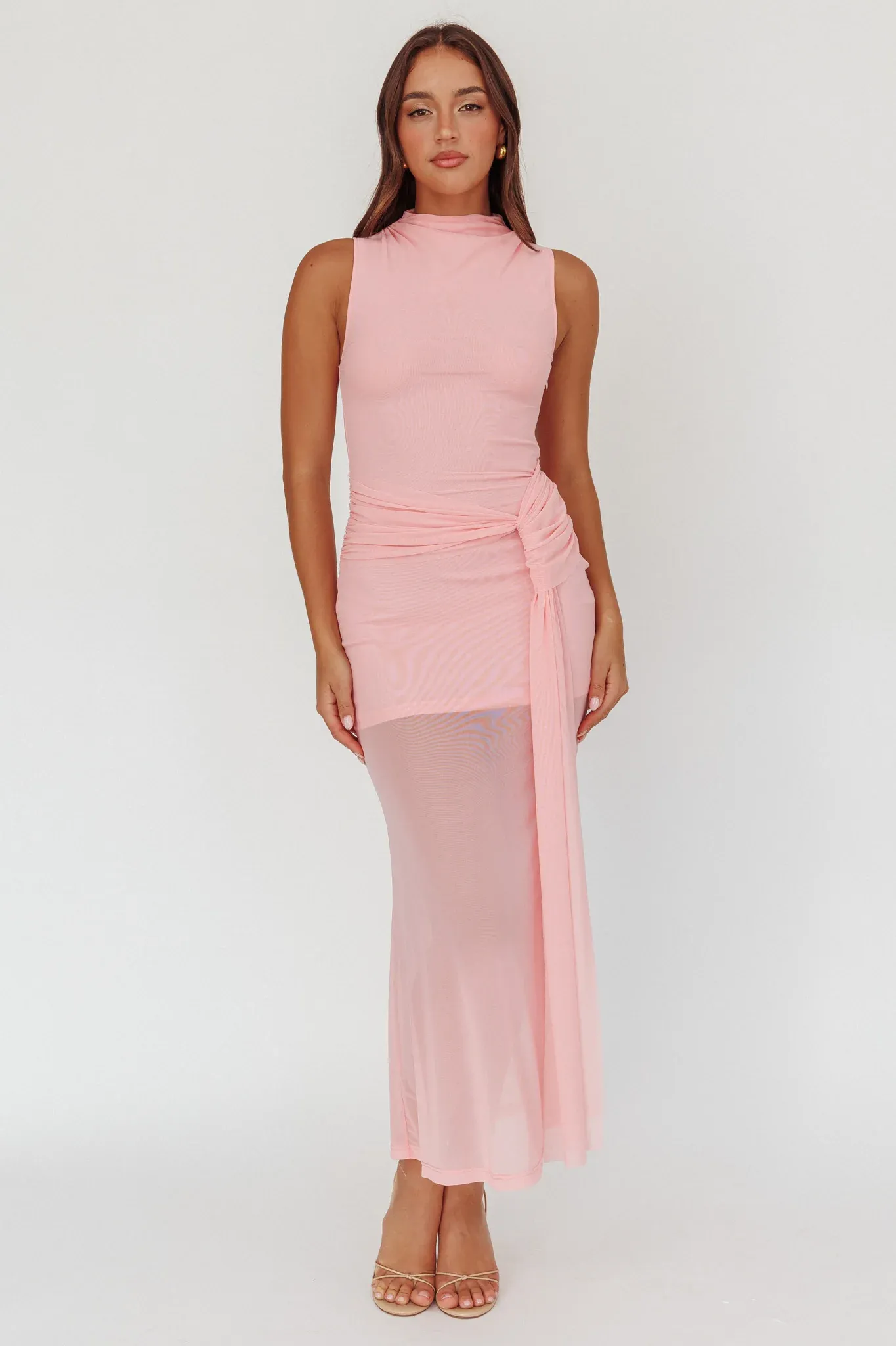 Girl's Night Waist Sash Maxi Dress Pink
