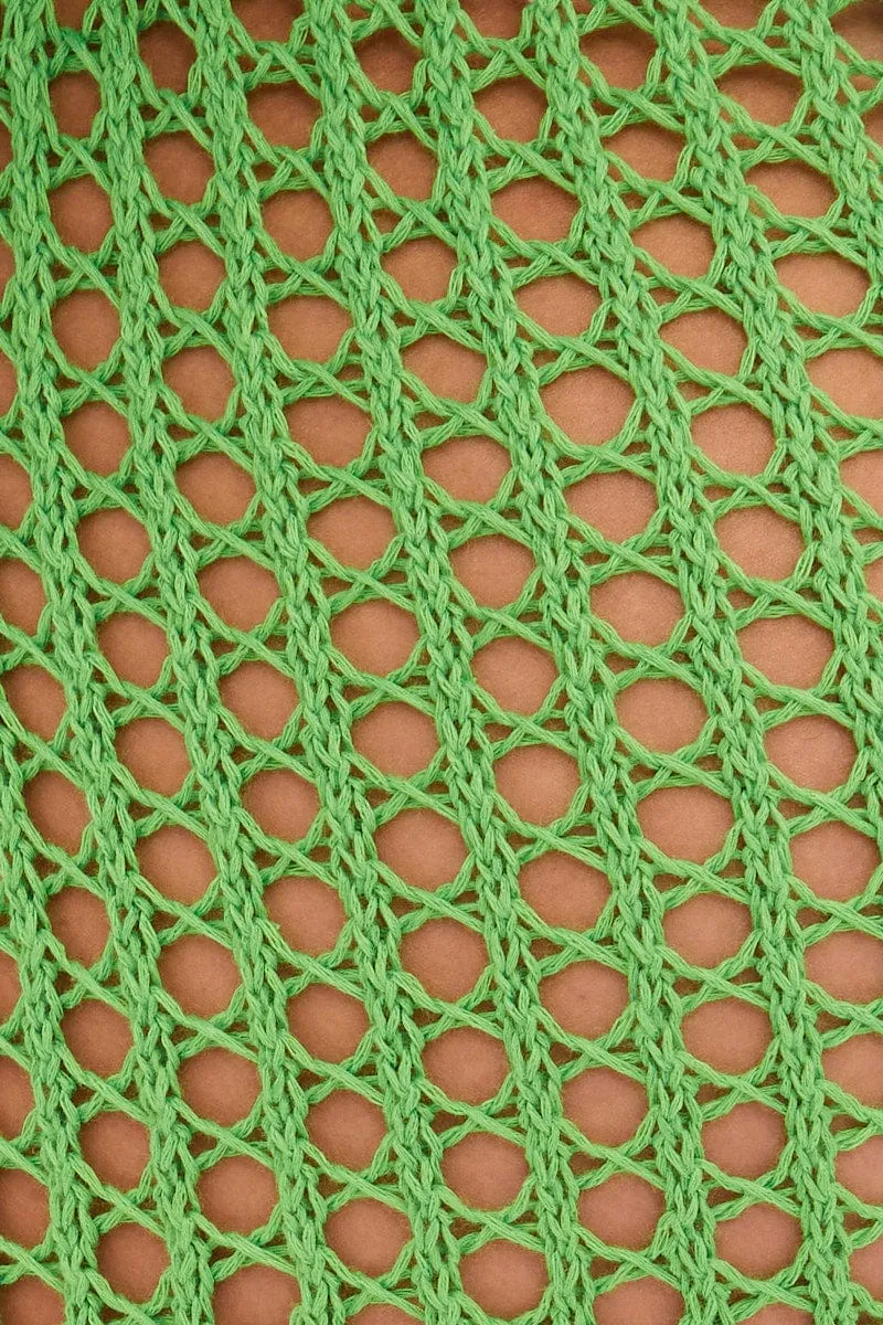 Green Crochet Cutout Knit Dress