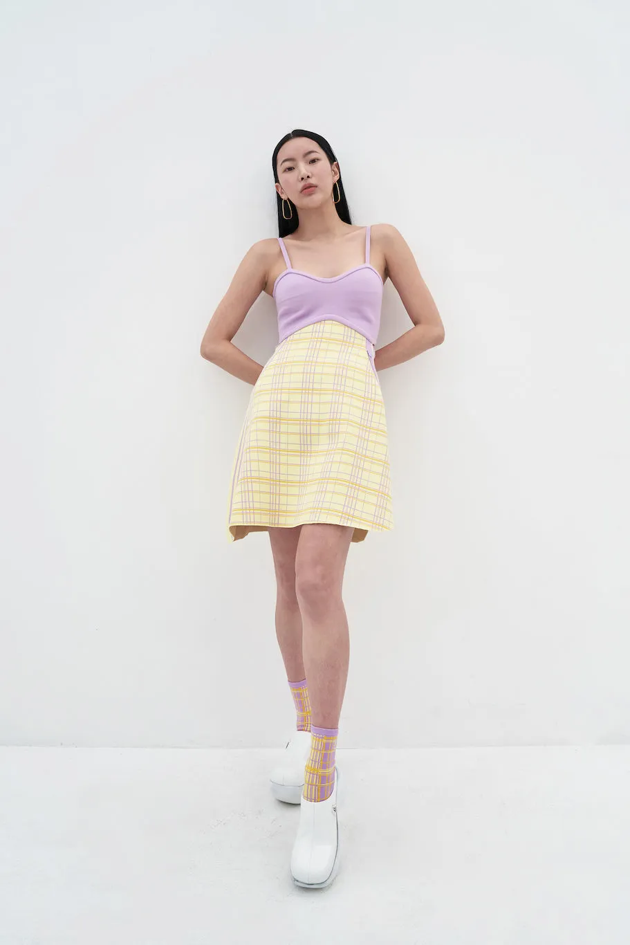 HARPER ECO PLAID MINI TANK DRESS