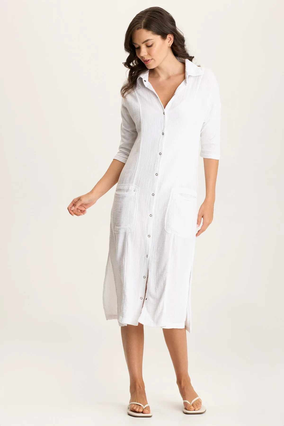 Hogue Gauze Duster Dress with Snap Front