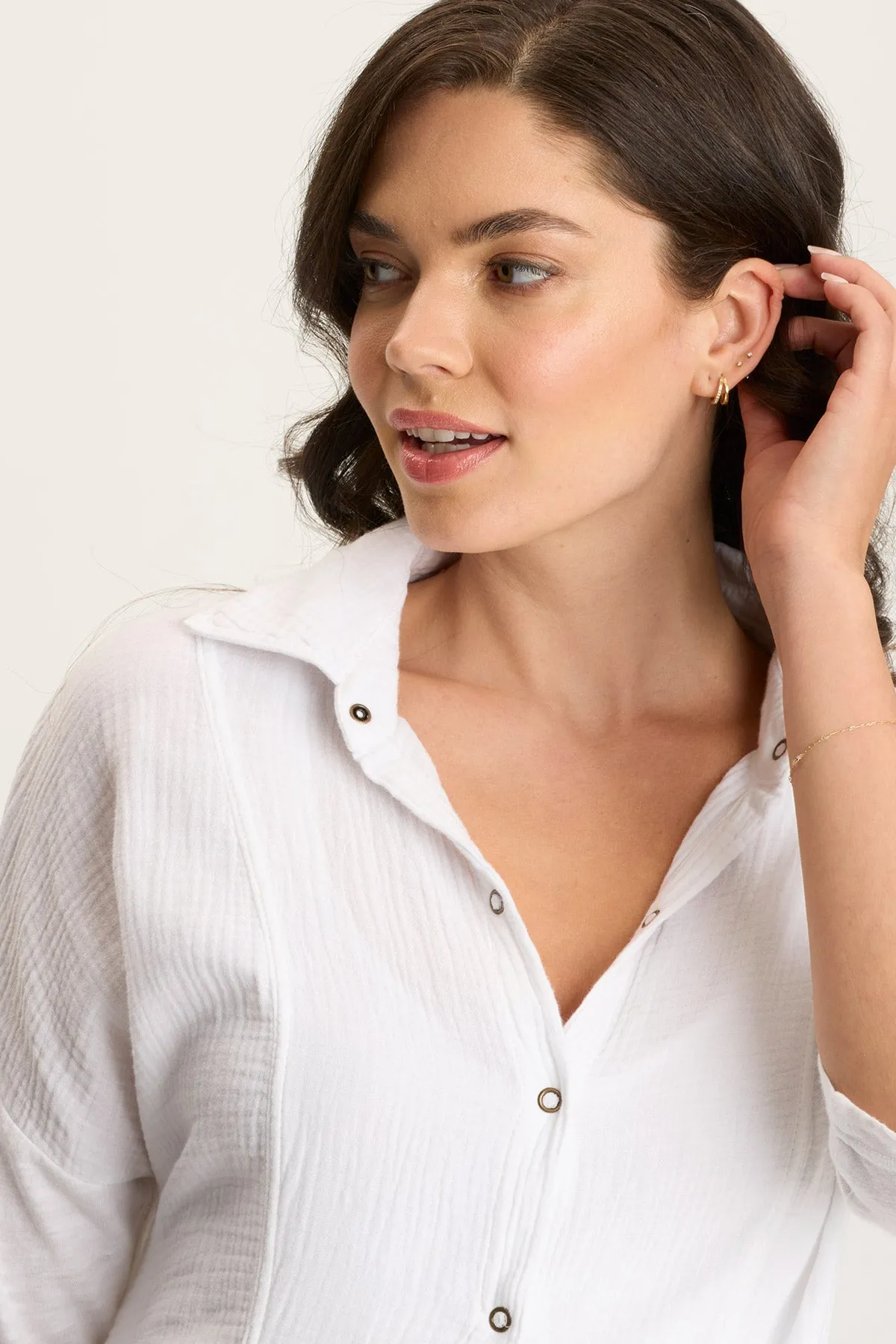 Hogue Gauze Duster Dress with Snap Front