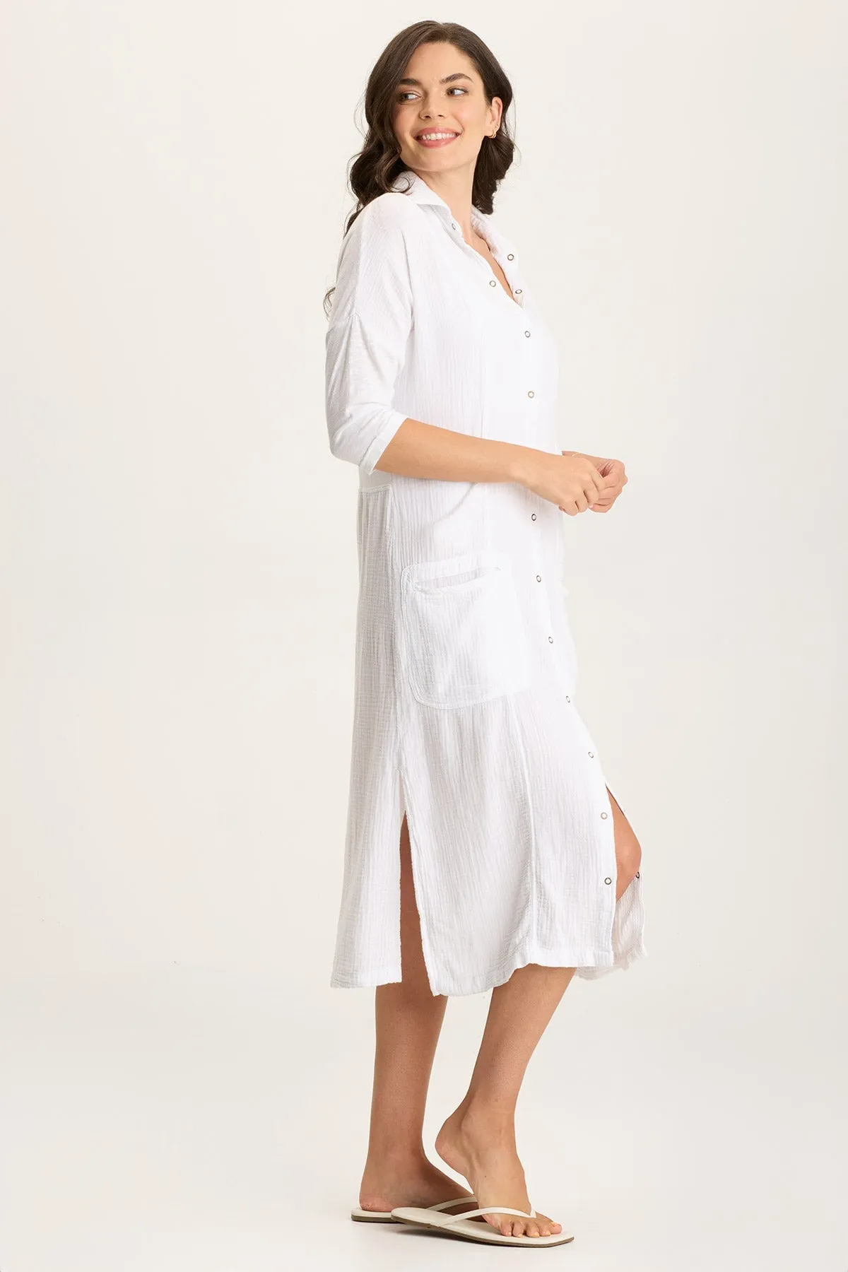 Hogue Gauze Duster Dress with Snap Front