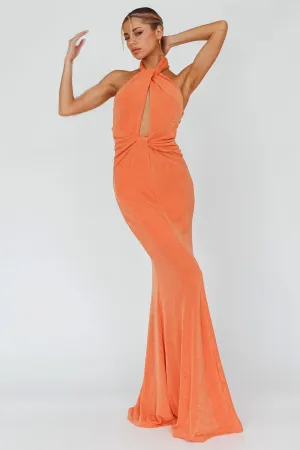 Ileana Twist Bodice Maxi Dress Orange