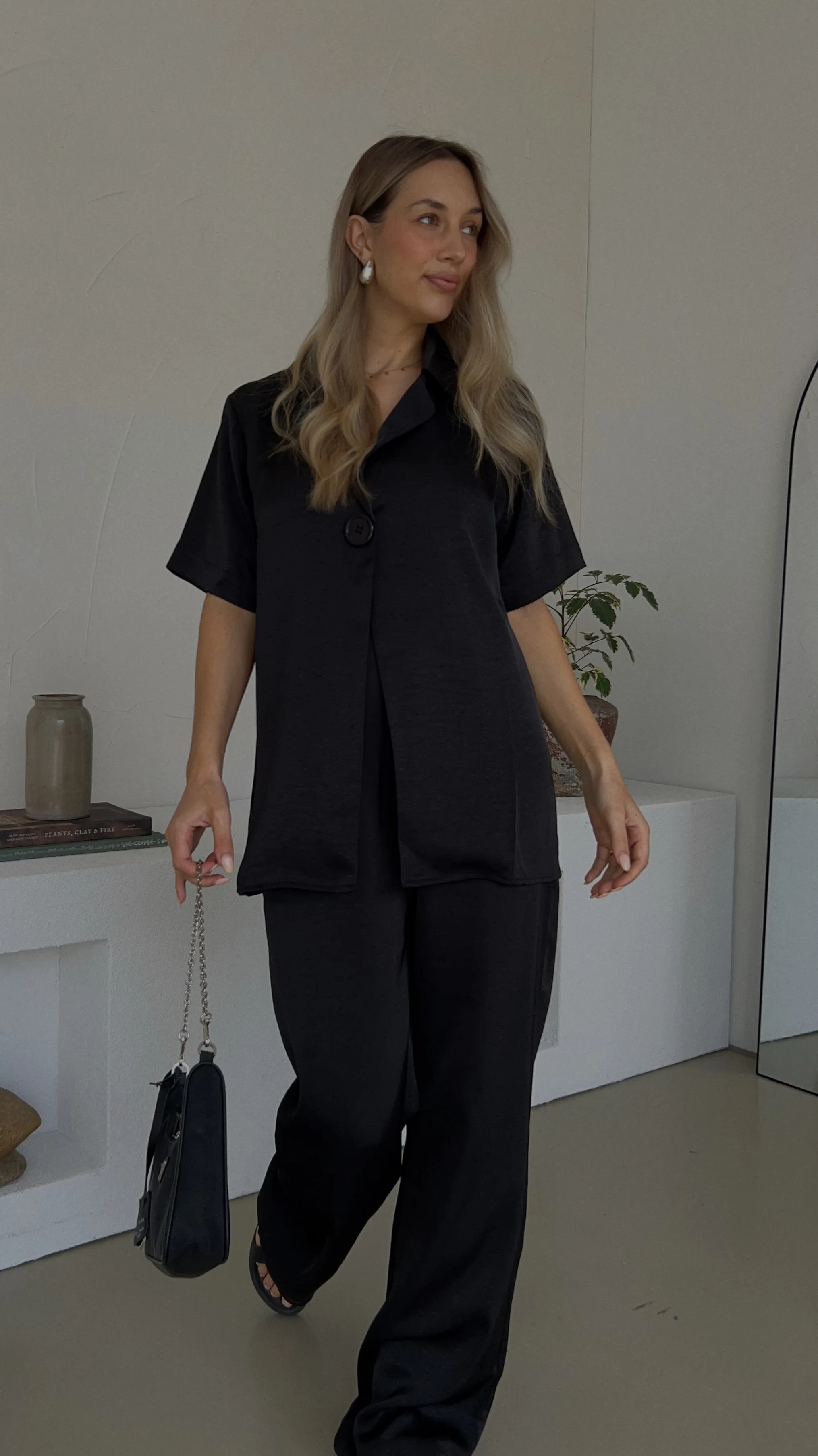 Imogen Button Pants - Black