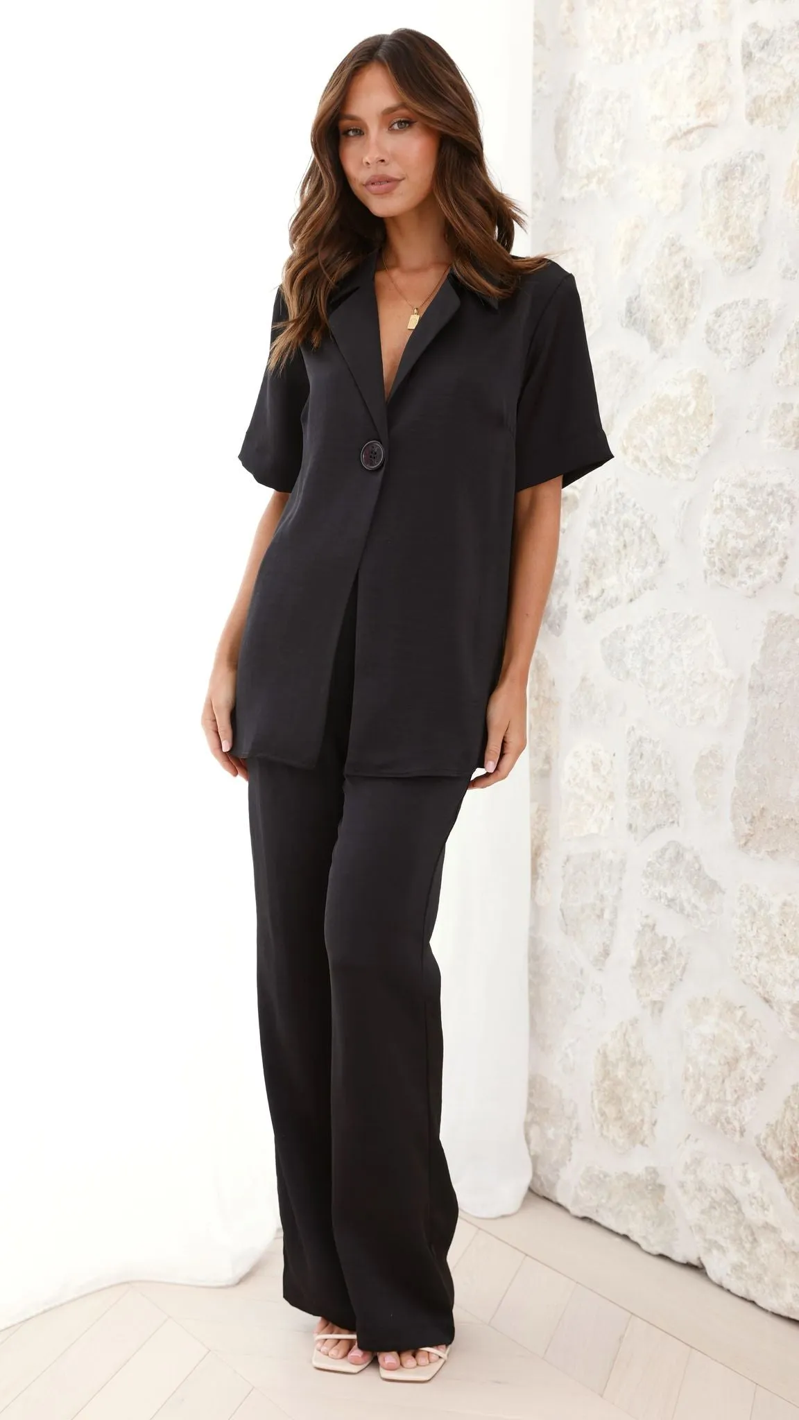 Imogen Button Pants - Black
