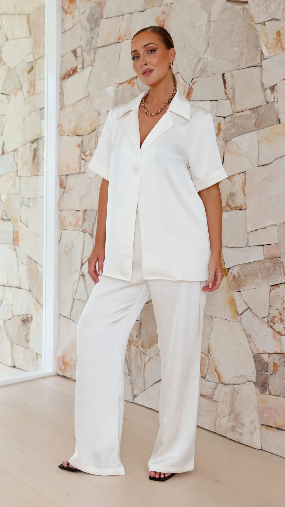 Imogen Button Pants - Cream