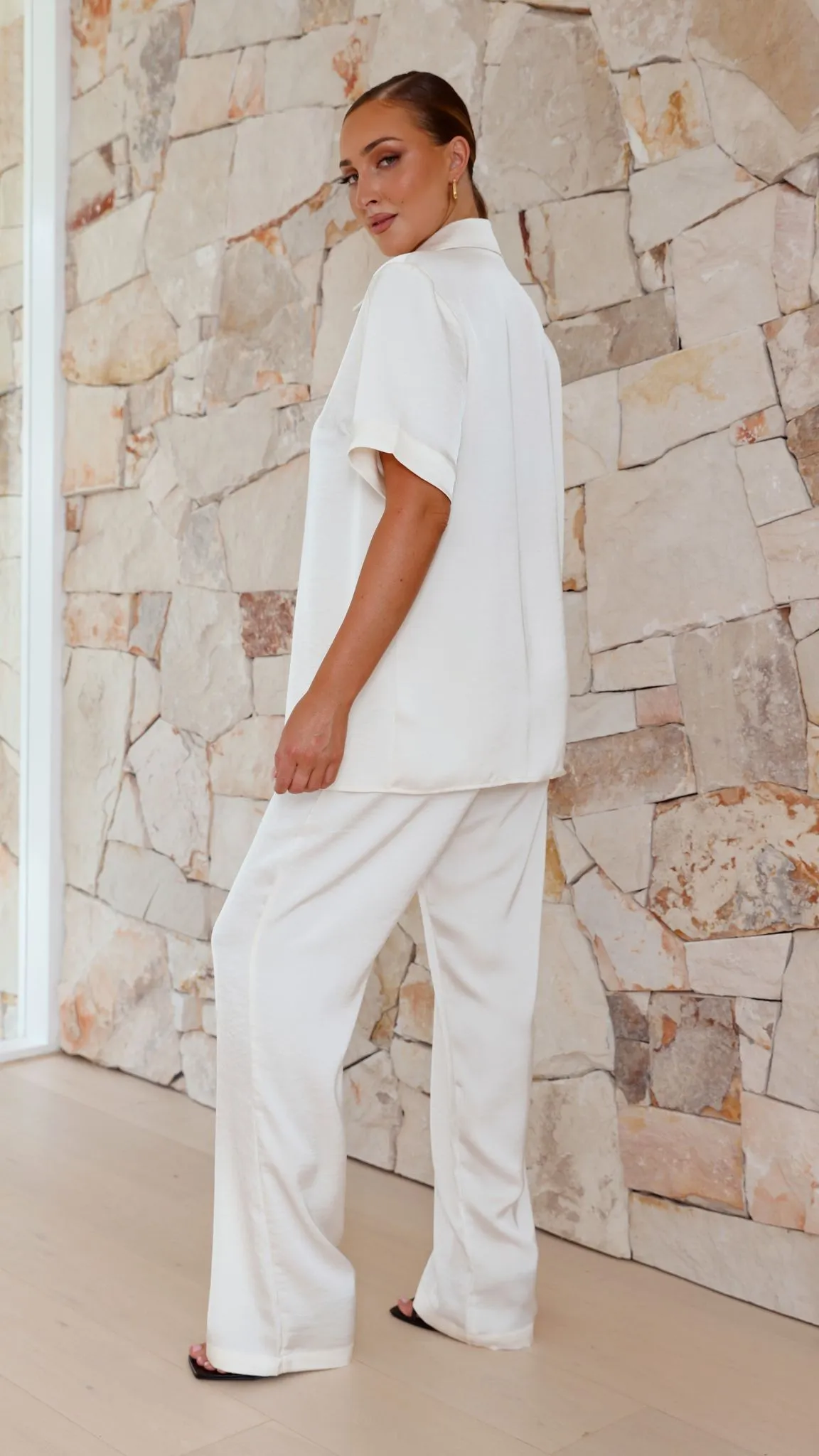 Imogen Button Pants - Cream