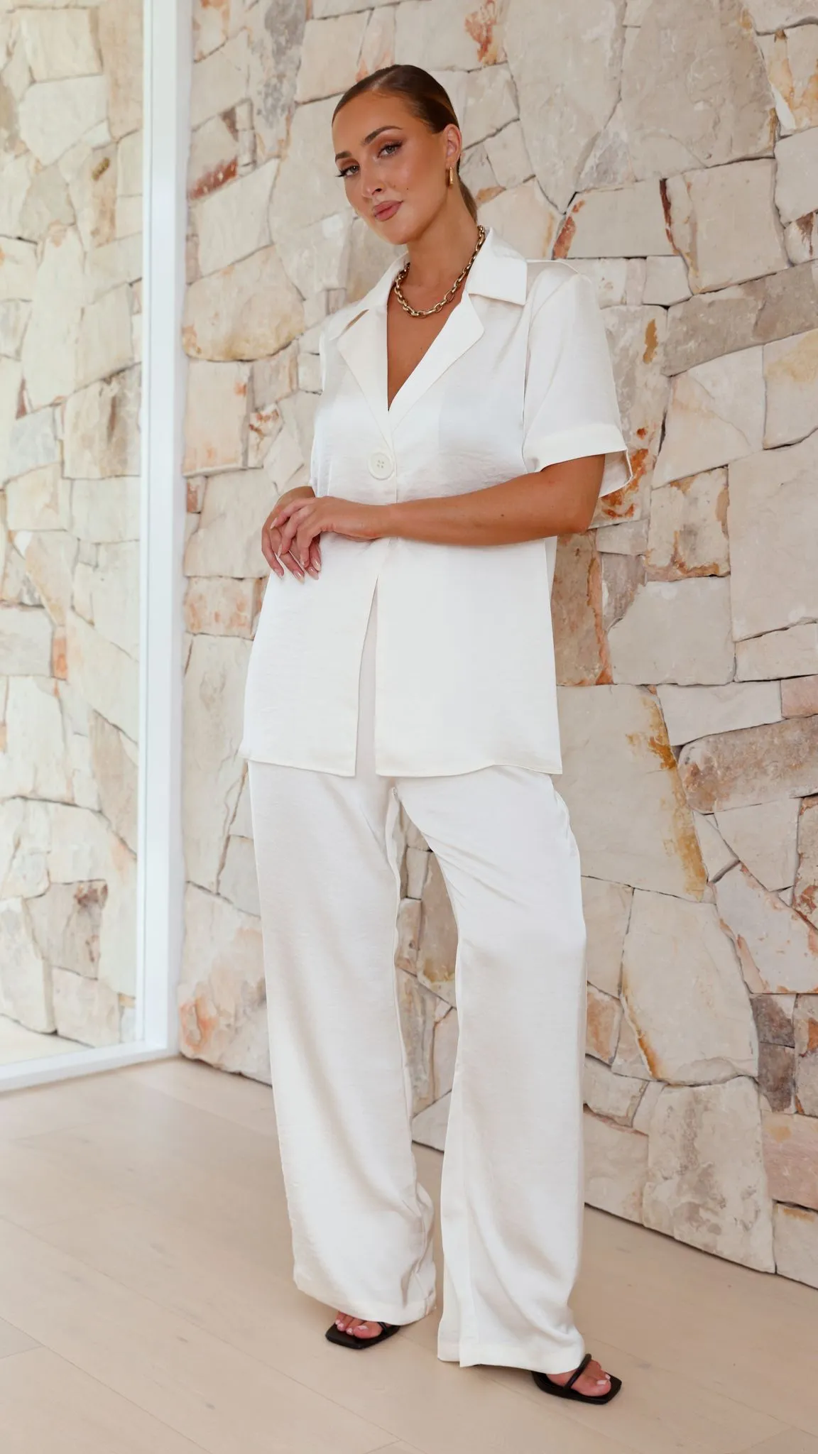 Imogen Button Pants - Cream