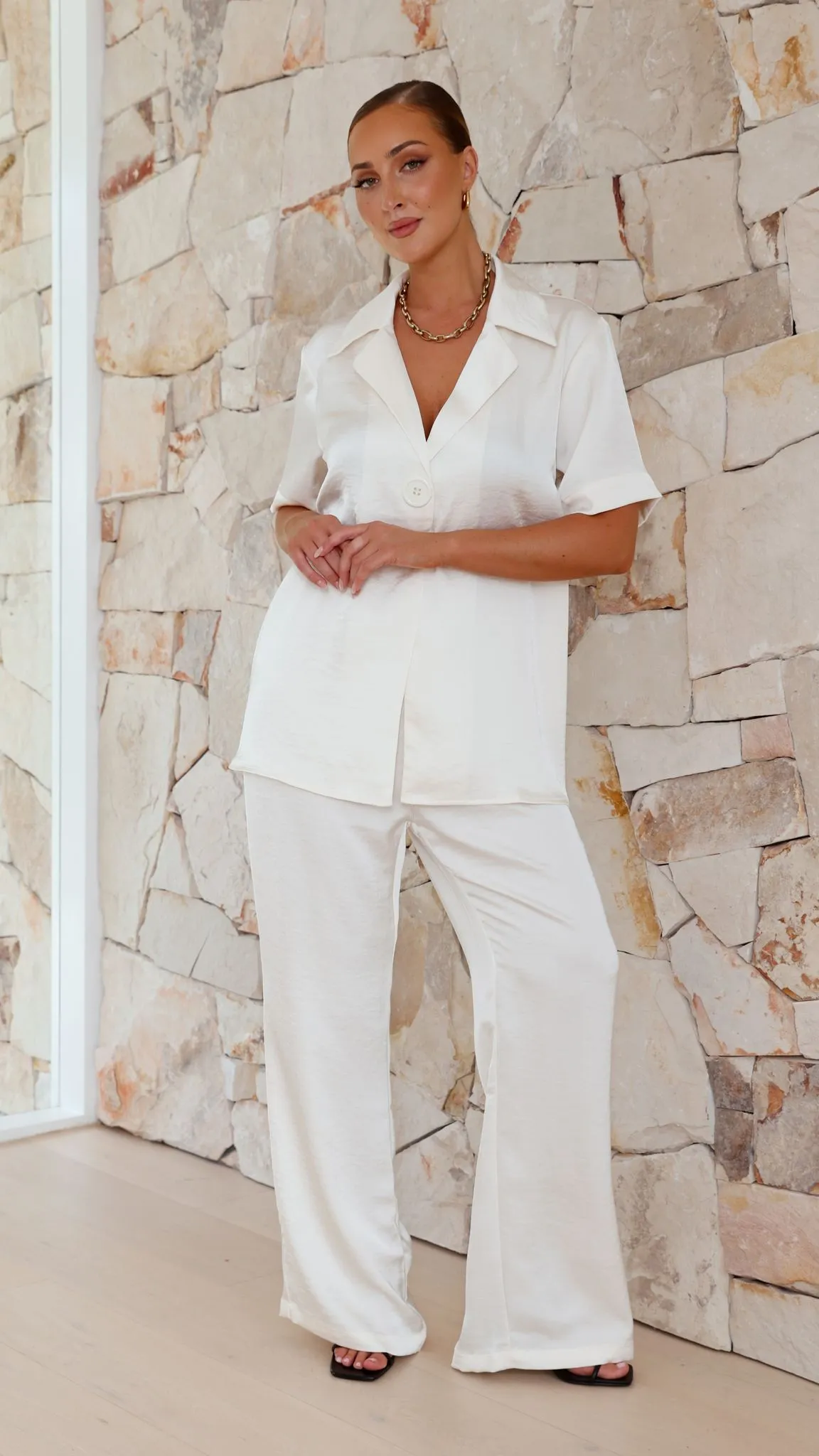 Imogen Button Pants - Cream