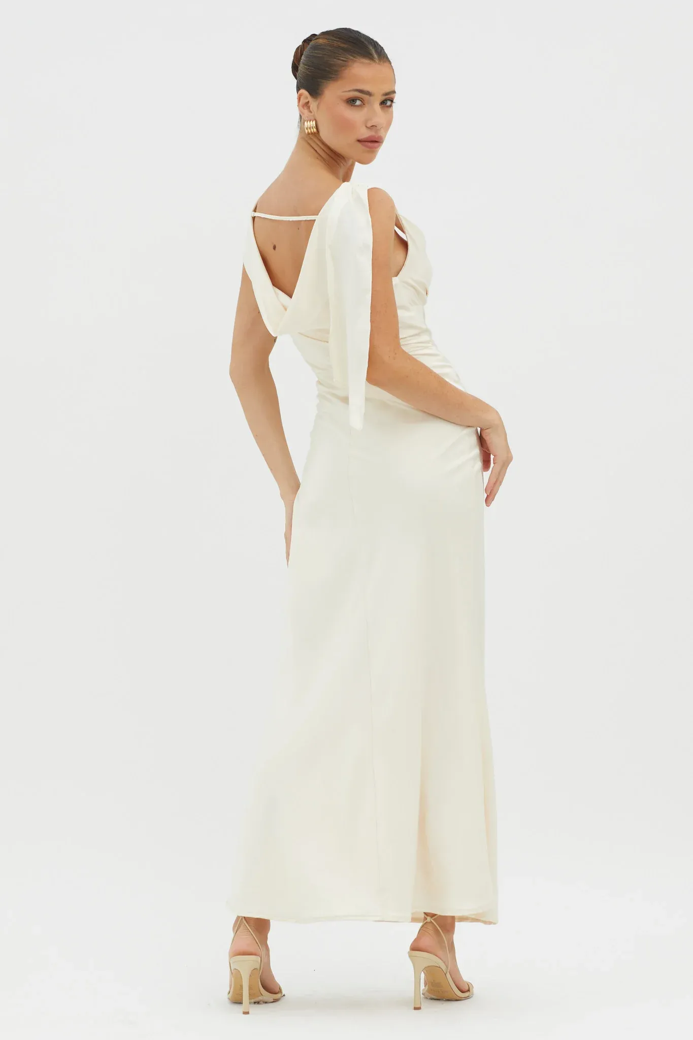 It's A Date Cowl Neck Maxi Dress Pearl