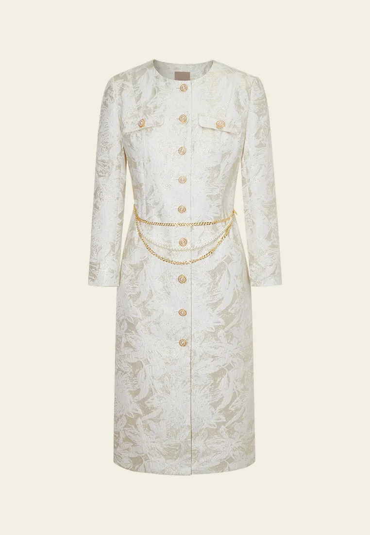 Jacquard Chain-belt A-line Dress