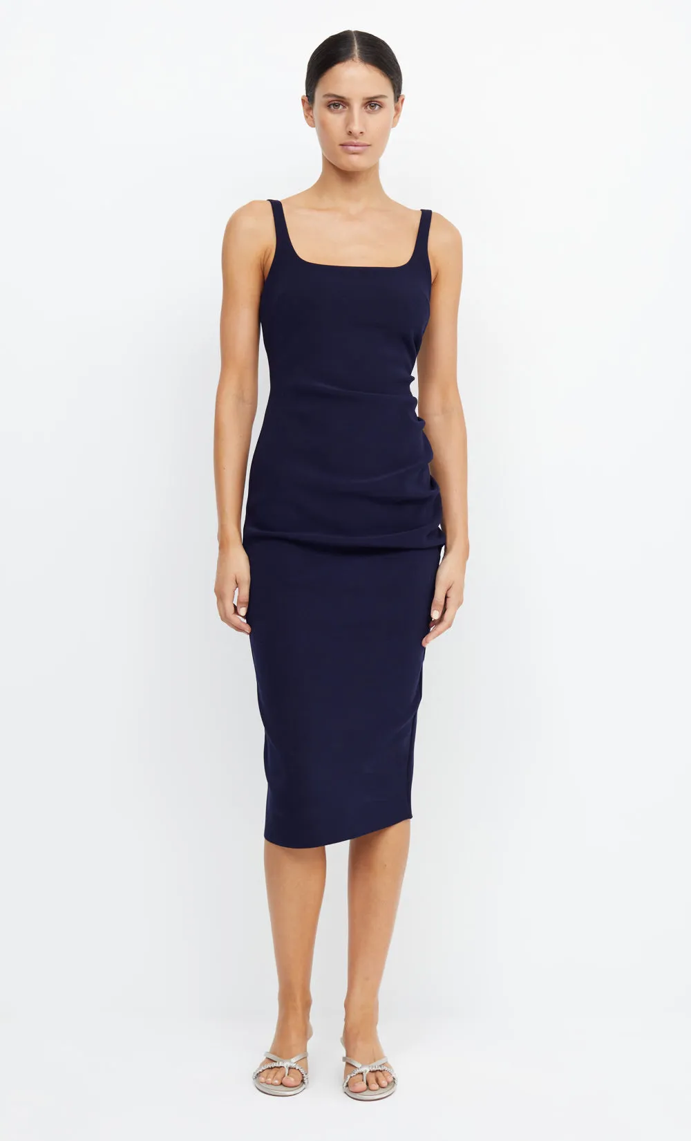 KARINA TUCK MIDI DRESS - INK