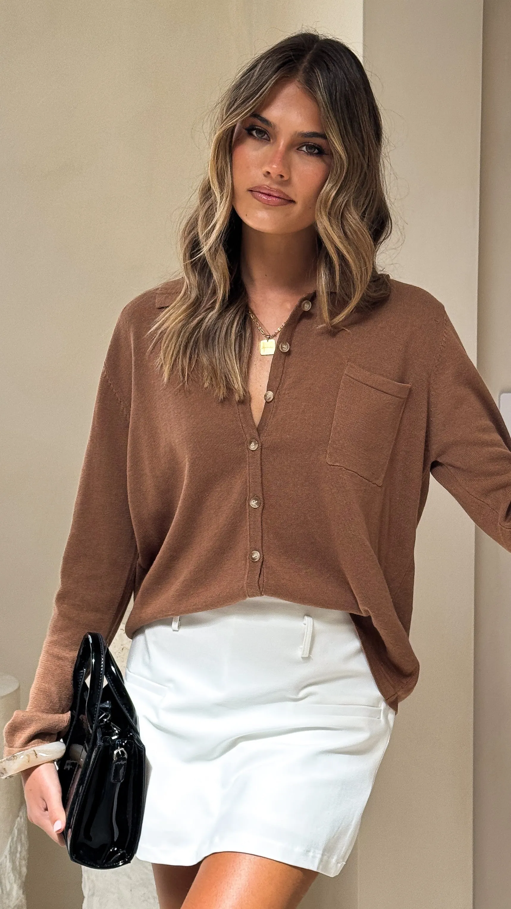 Klara Knitted Shirt - Caramel