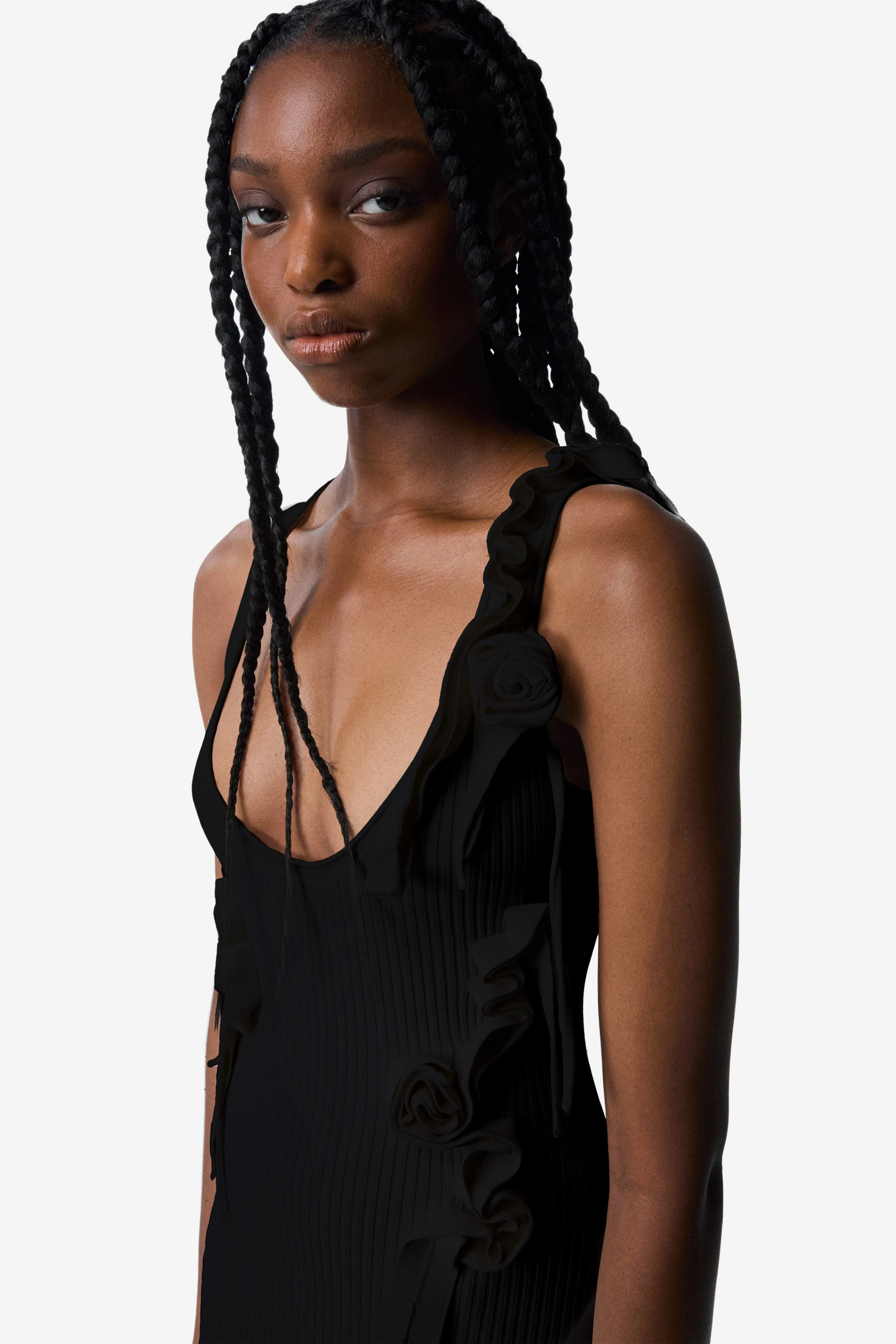 Knitted Ribbon Long Tank Dress