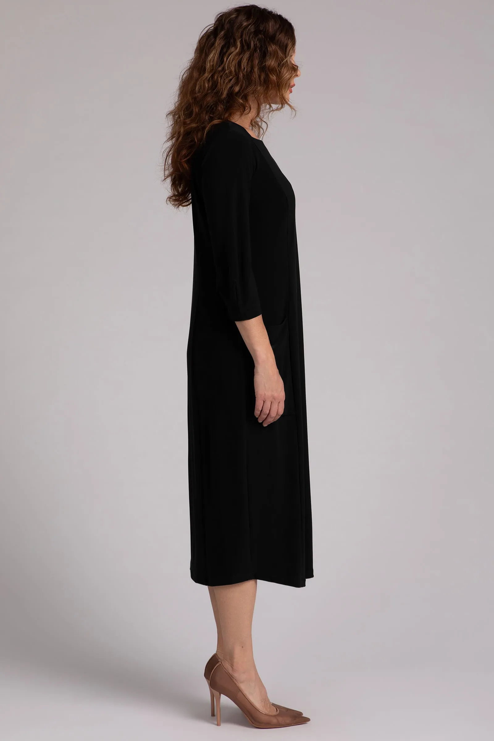 Lantern Column Dress | Black