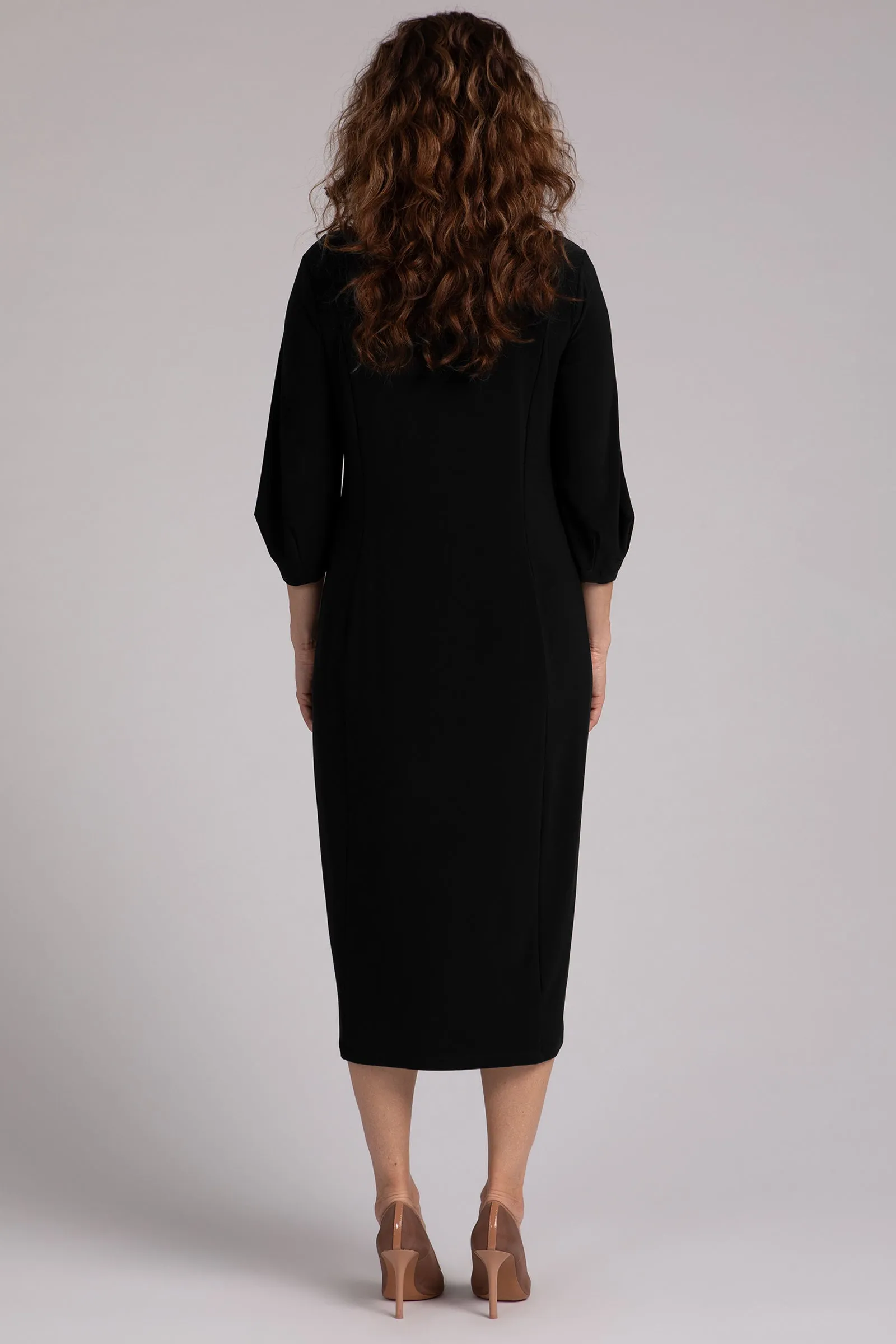 Lantern Column Dress | Black