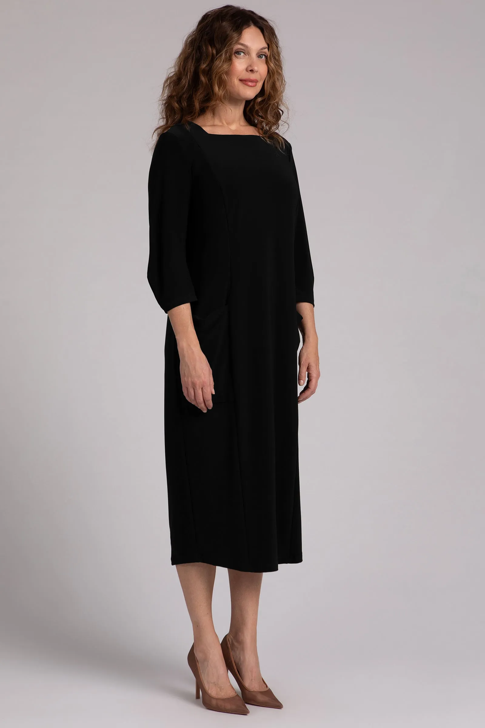 Lantern Column Dress | Black