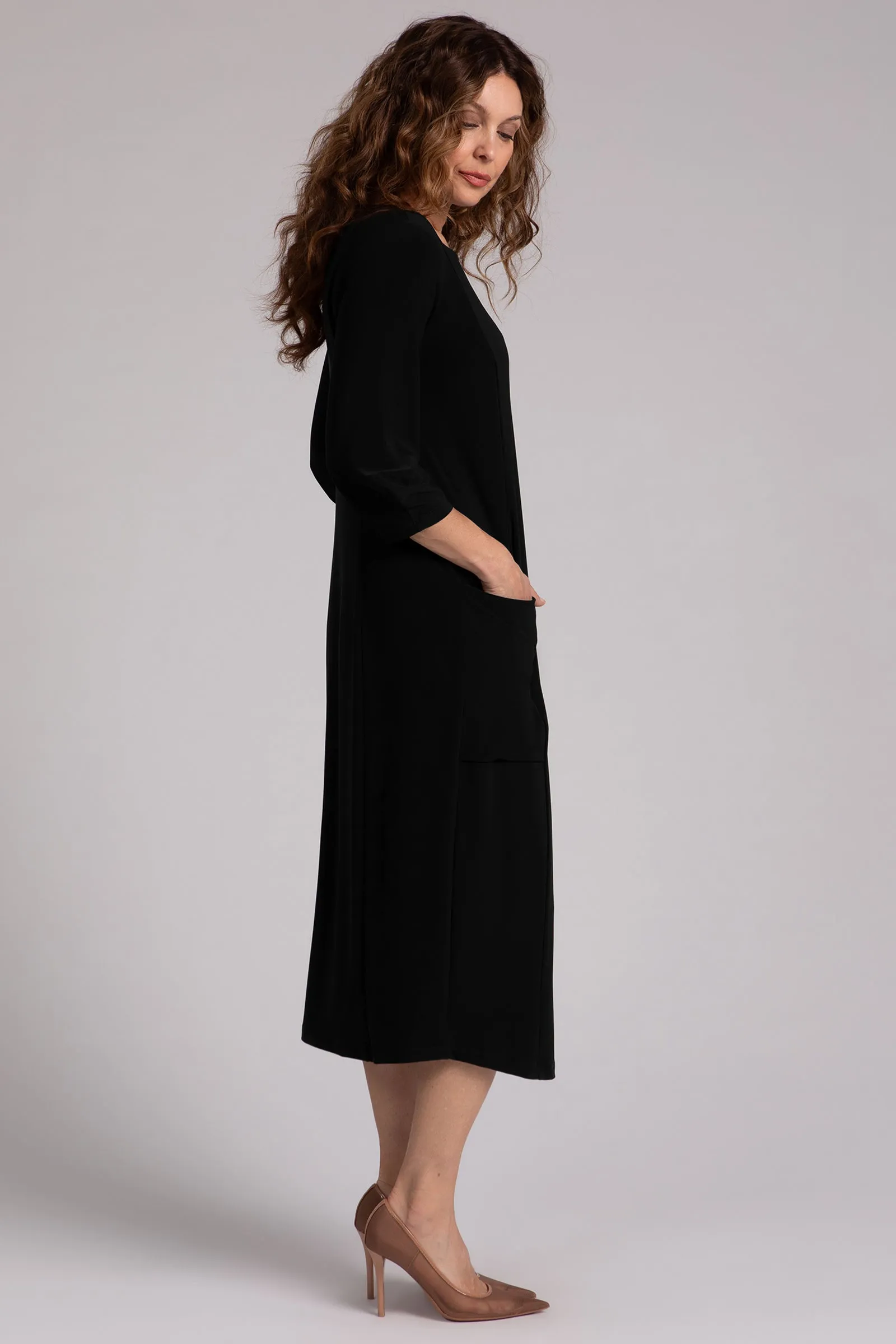 Lantern Column Dress | Black