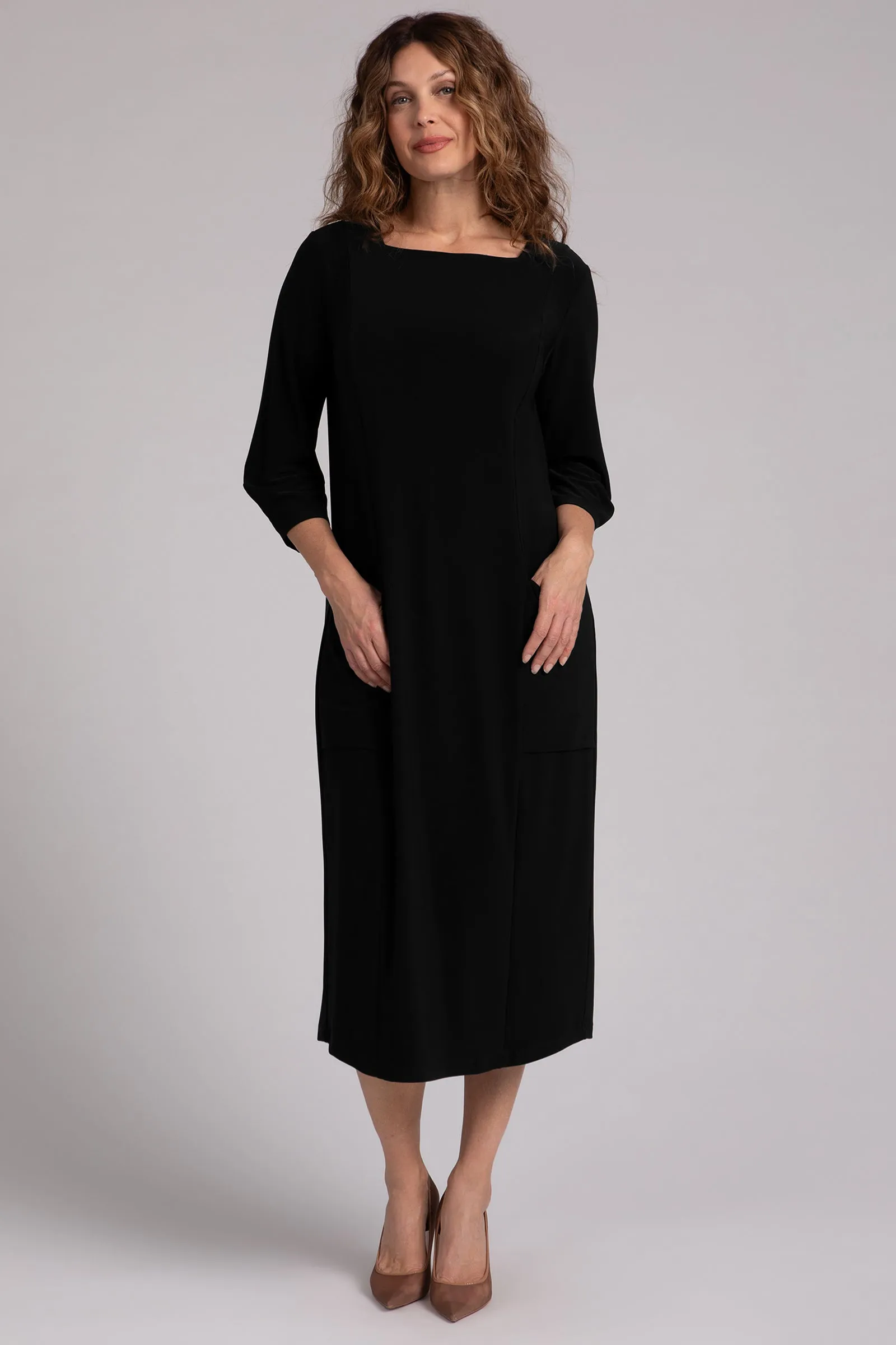 Lantern Column Dress | Black