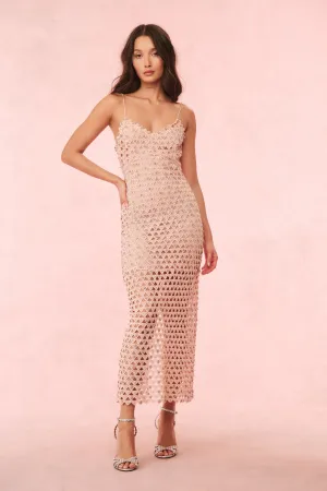Lunaria Rhinestone Cotton Lace Maxi Dress