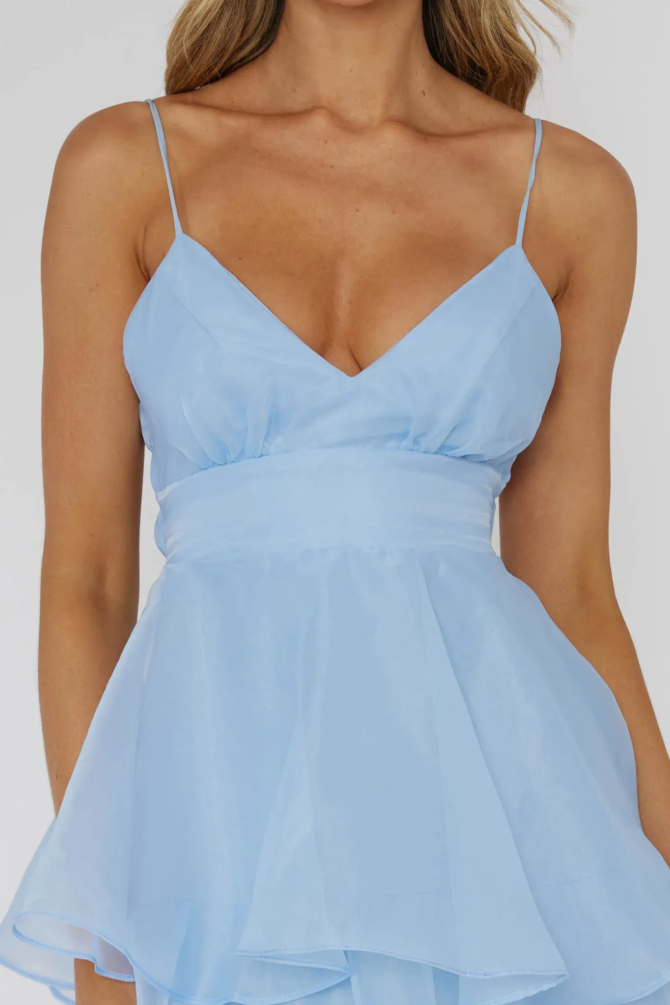 Made For You Tiered Ruffle Midi Dress Blue