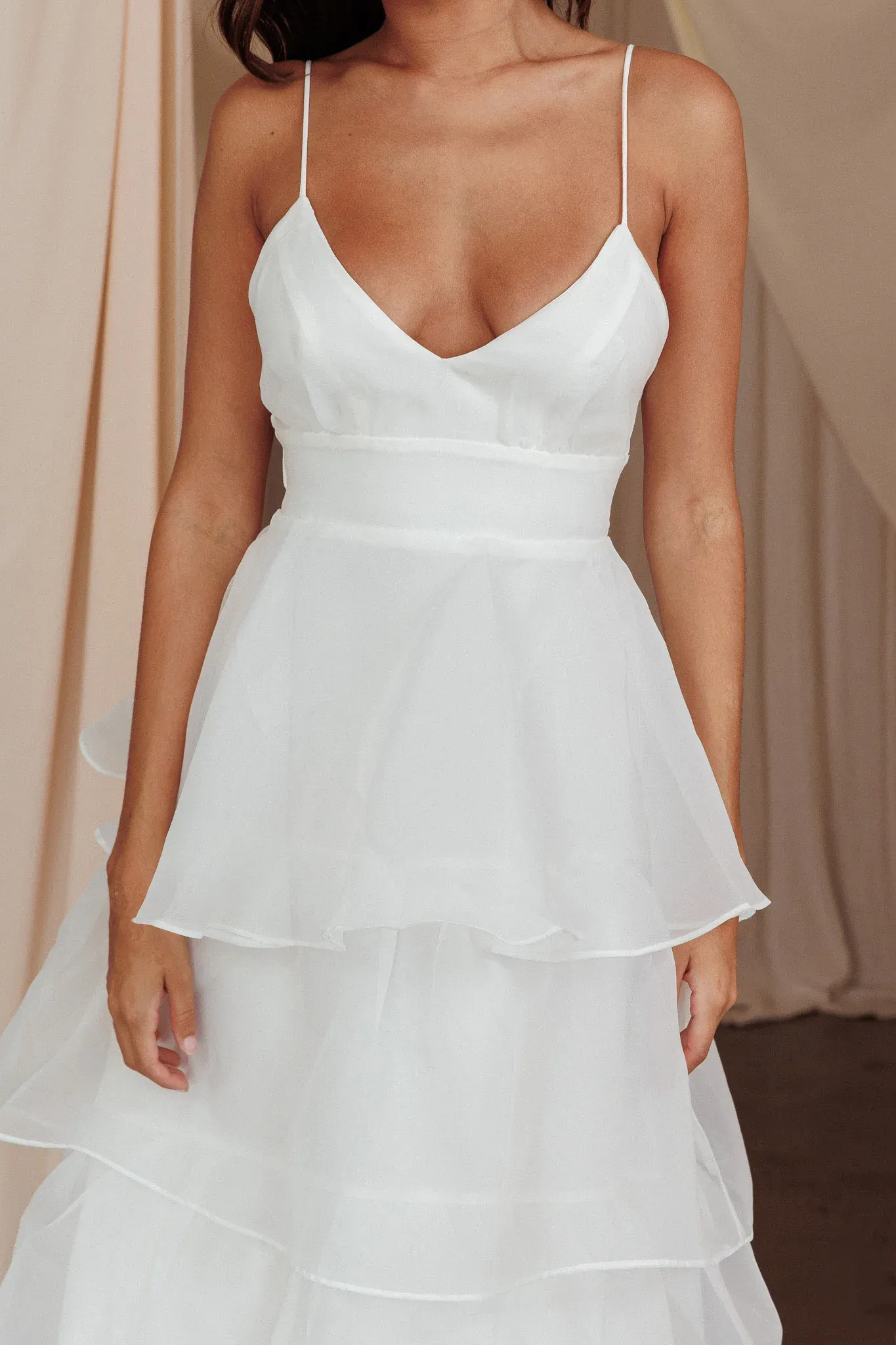 Made For You Tiered Ruffle Midi Dress White