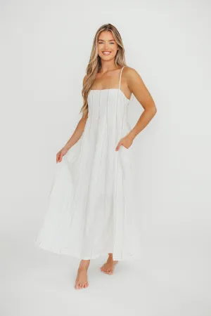 Mei Linen Stitch Maxi Dress in Cream