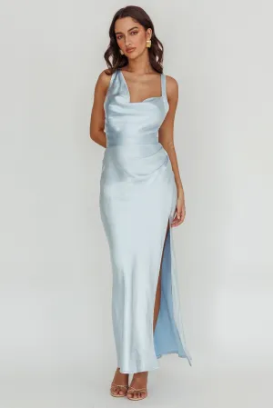 Midnight Sun Asymmetrical Strap Maxi Dress Blue