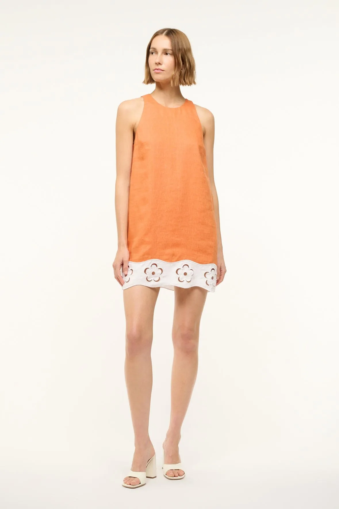 MIKA LINEN DRESS | APRICOT WHITE