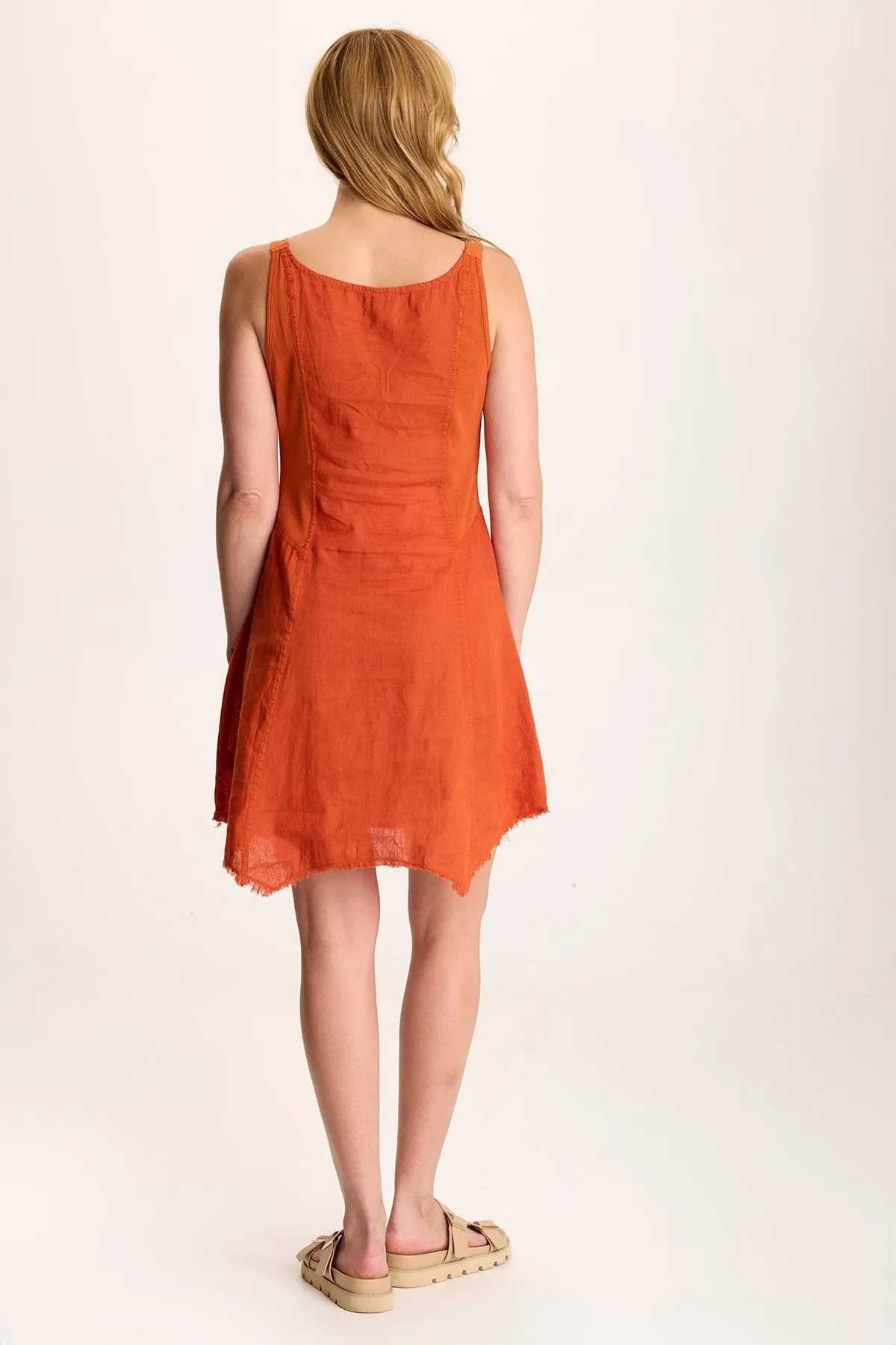 Murlie Linen Mini Dress with Sharkbite Hem