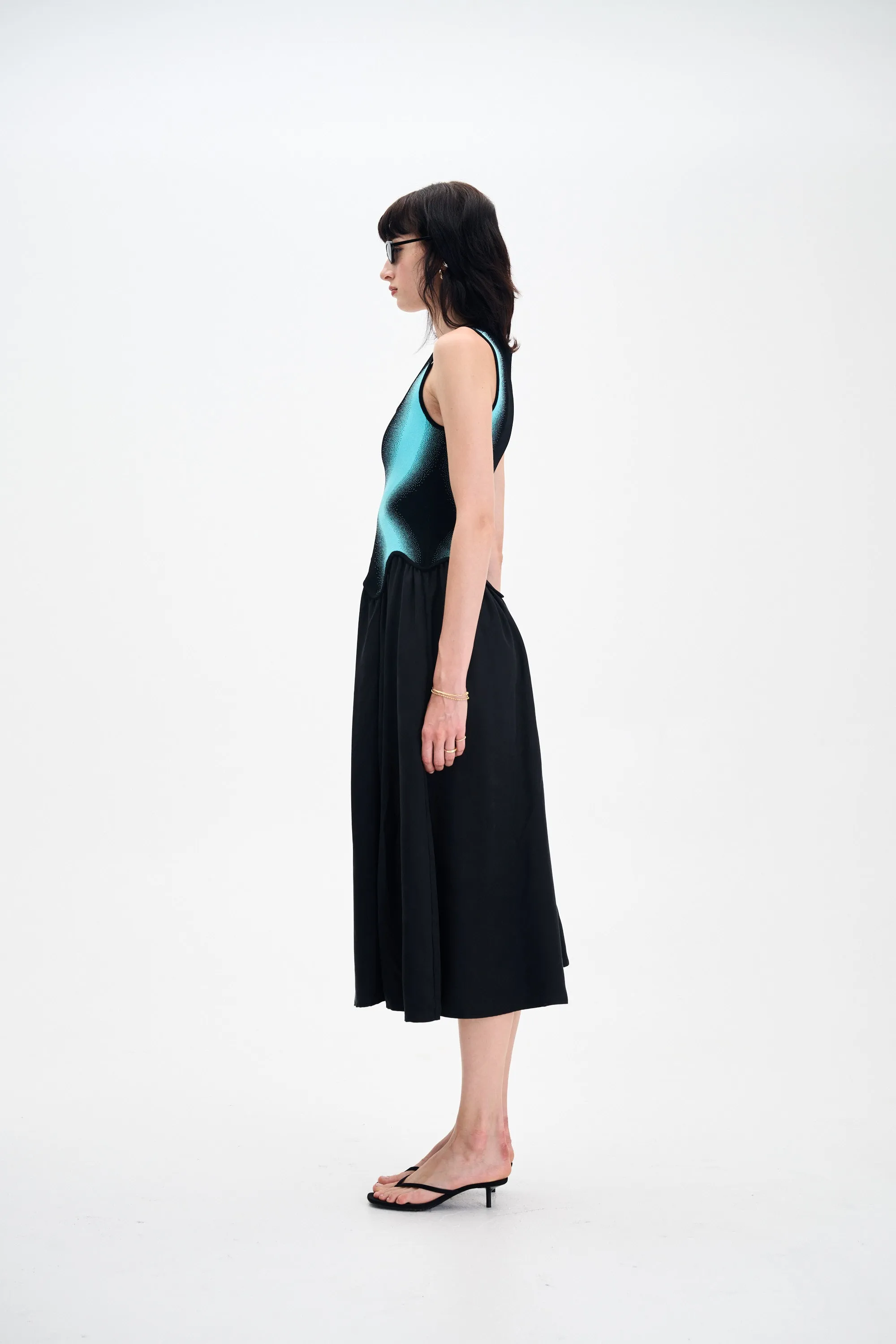 NAGINI MIXED MEDIA DRESS