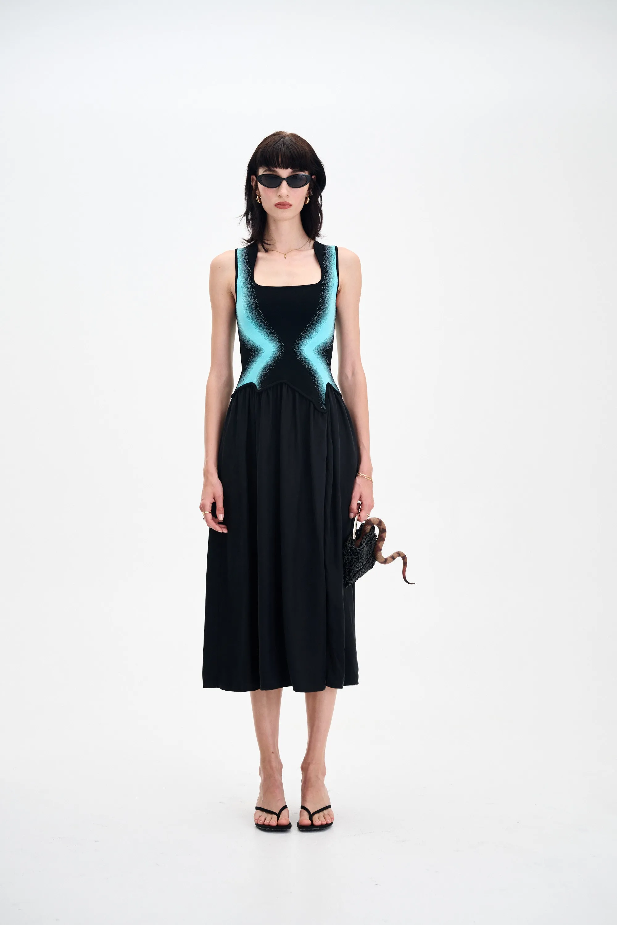 NAGINI MIXED MEDIA DRESS