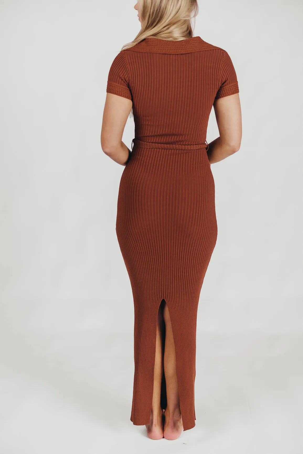 Nina Knit Midi Dress in Brown