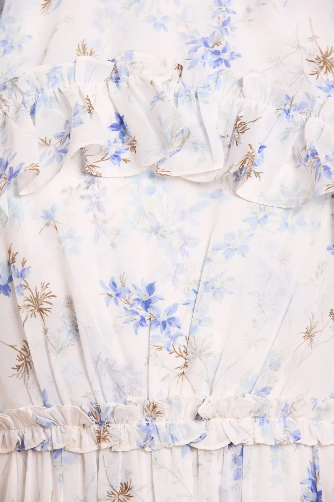Ophelia Ditsy Harper Chiffon Cape Micro Mini Dress