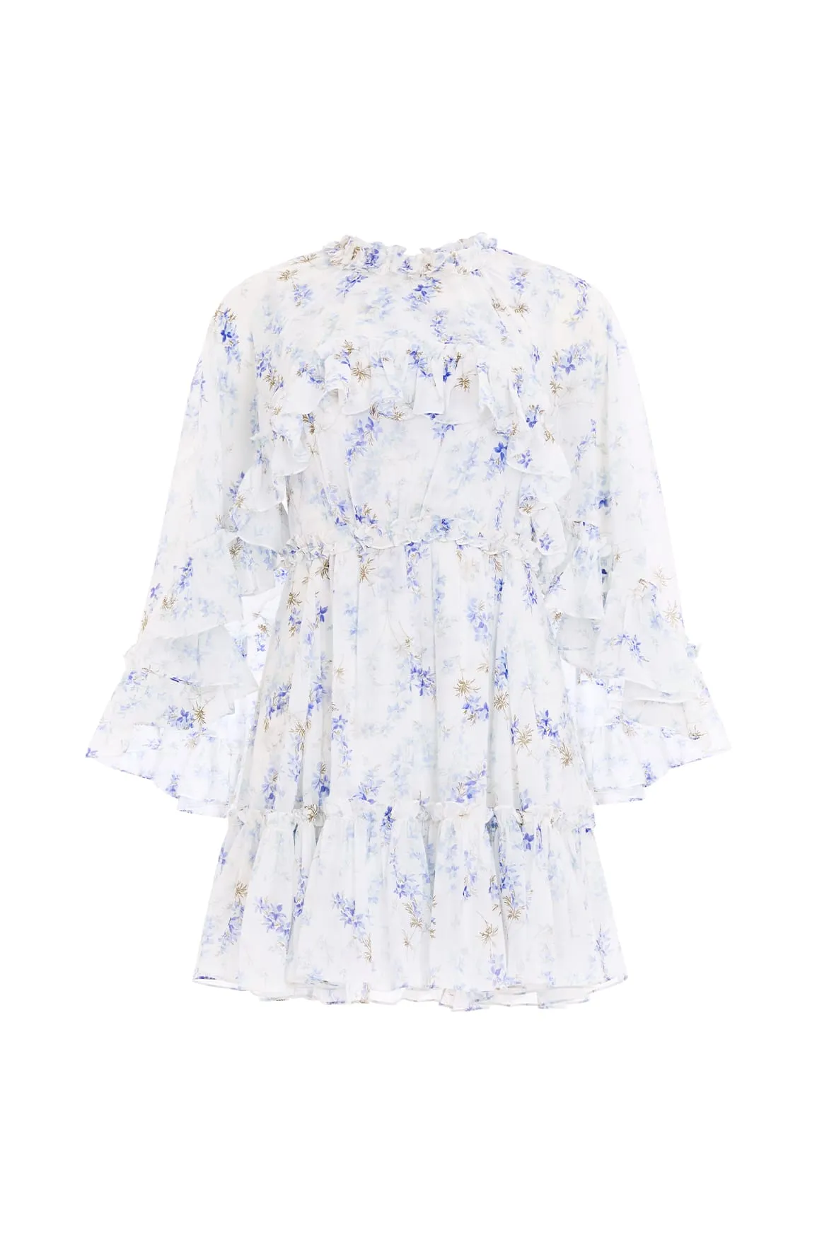 Ophelia Ditsy Harper Chiffon Cape Micro Mini Dress