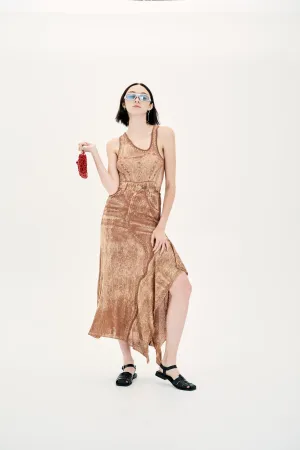 PEONY FAKE DENIM SHEER MAXI TANK DRESS