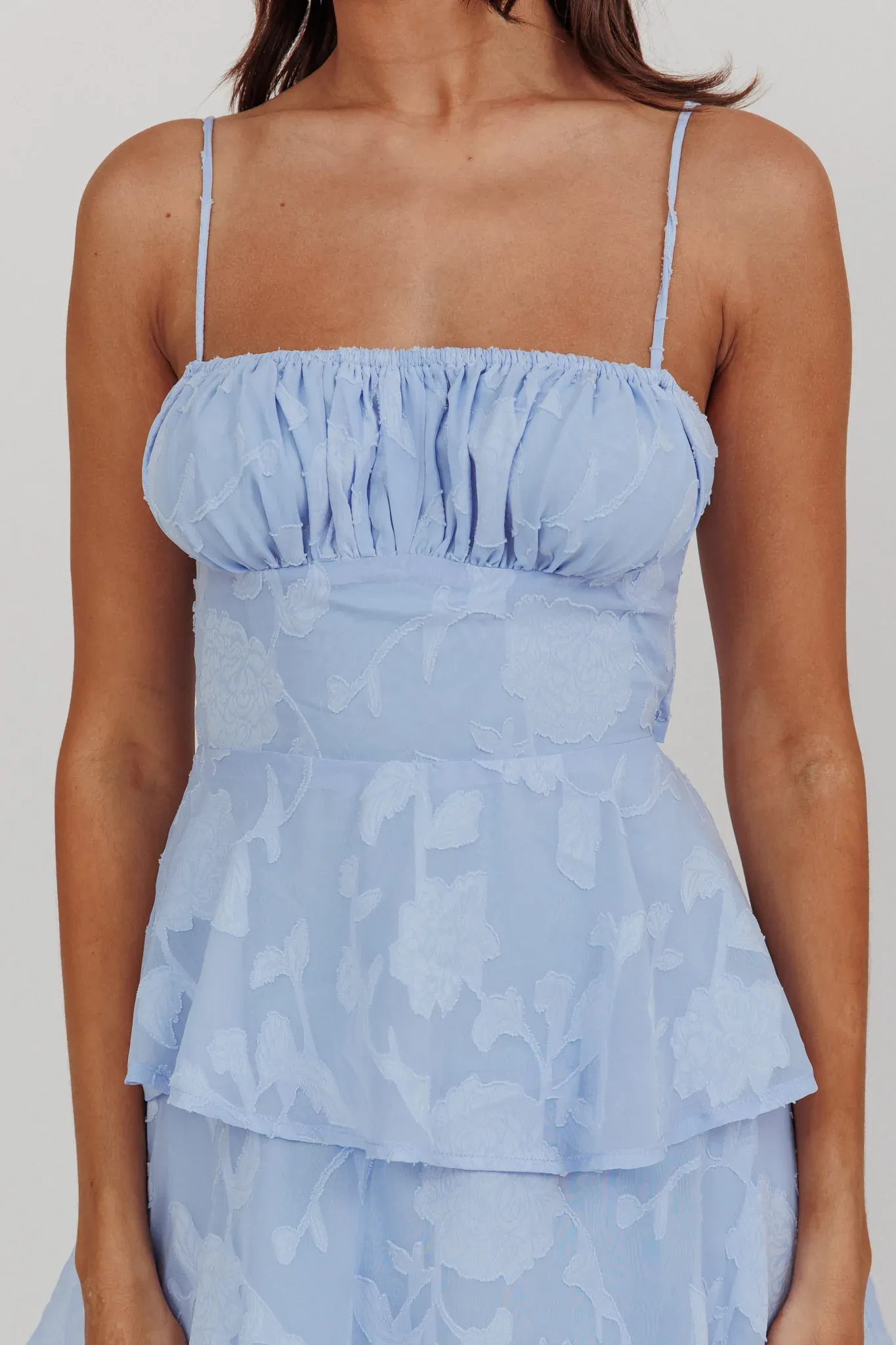 Provence Bloom Tiered Maxi Dress Blue