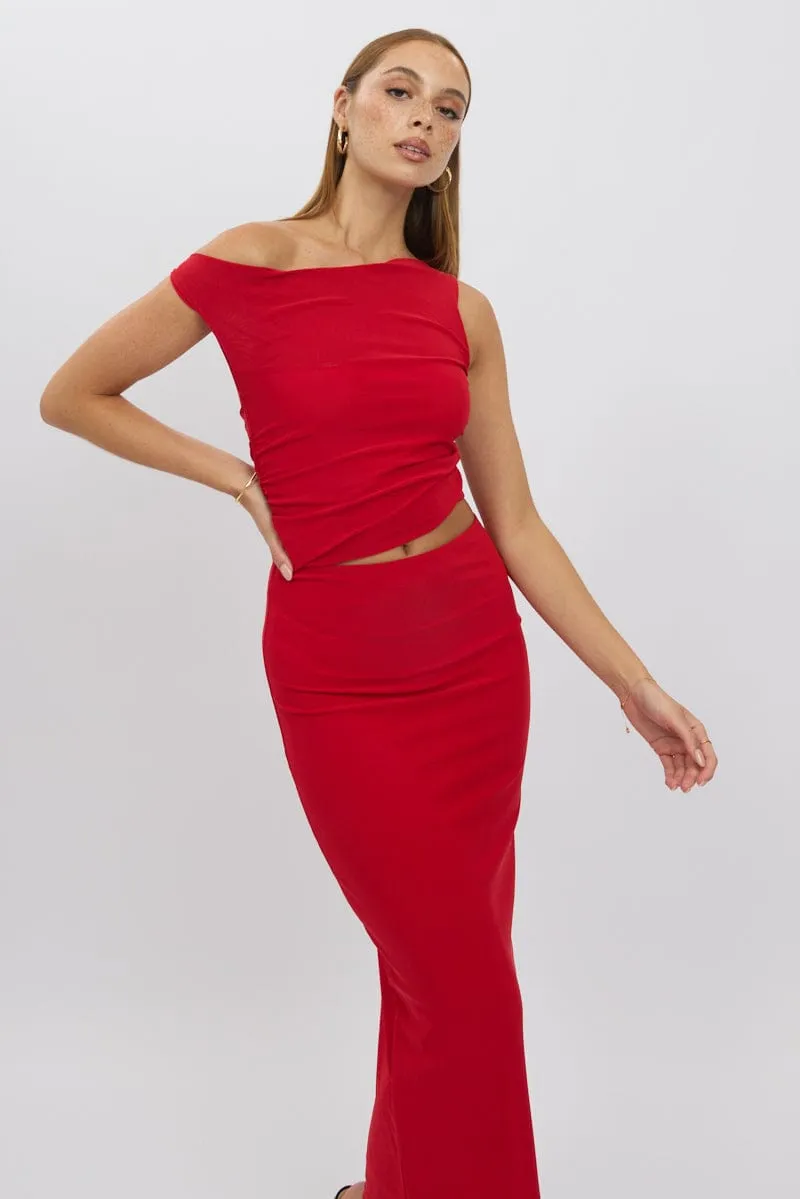 Red Bodycon Dress Maxi Mesh