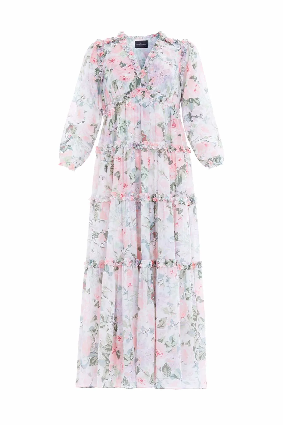 Rose Powder Chiffon Ankle Gown