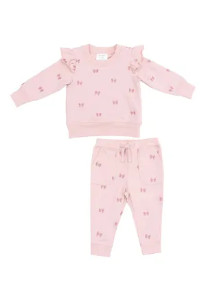 Ruffle Sweatshirt & Jogger Set - Rose Bows