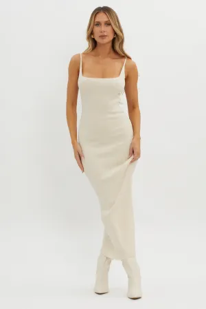 Sai Ribbed Knit Midi Dress Ivory
