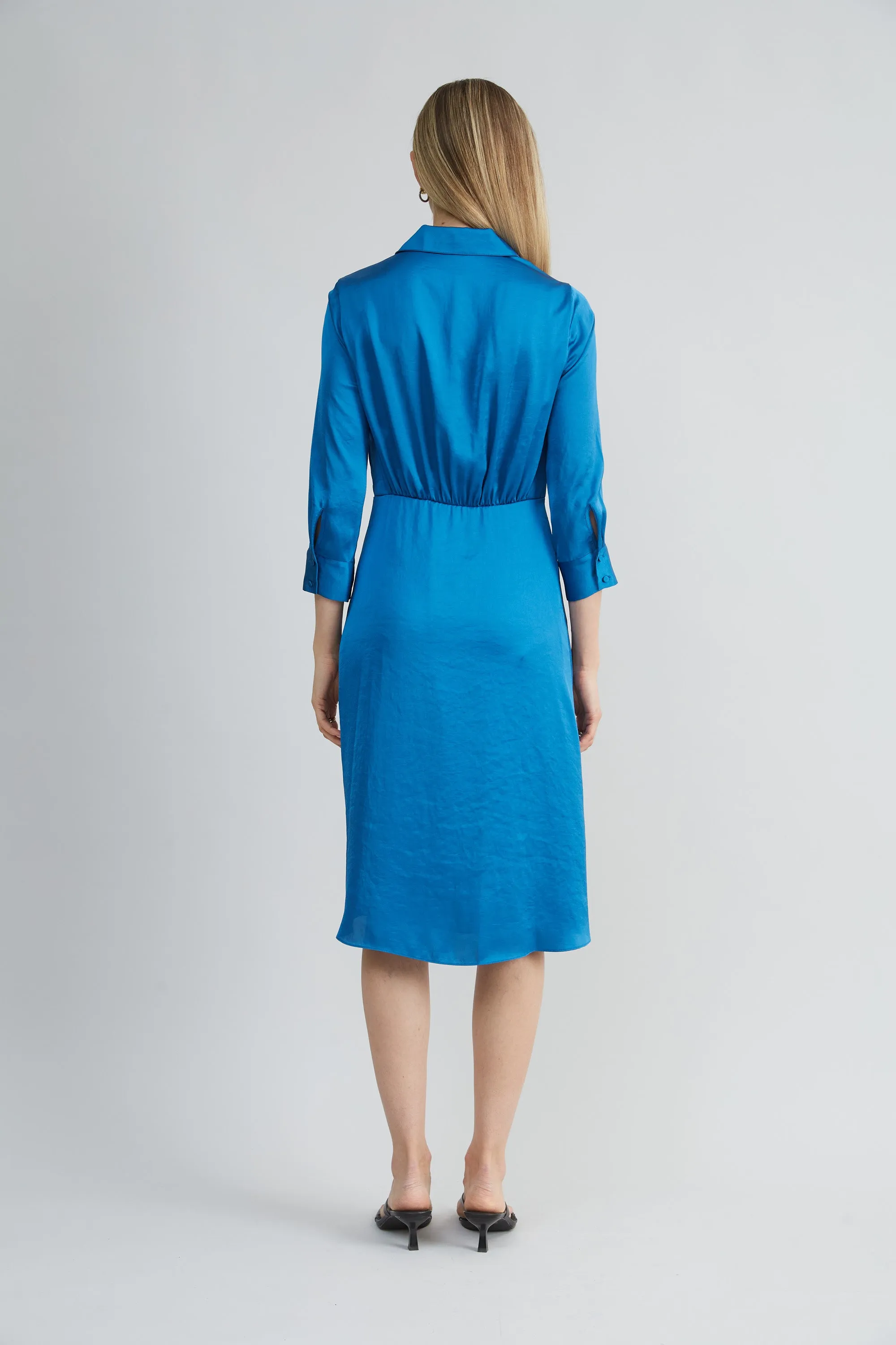Satin Tie Shirt Dress